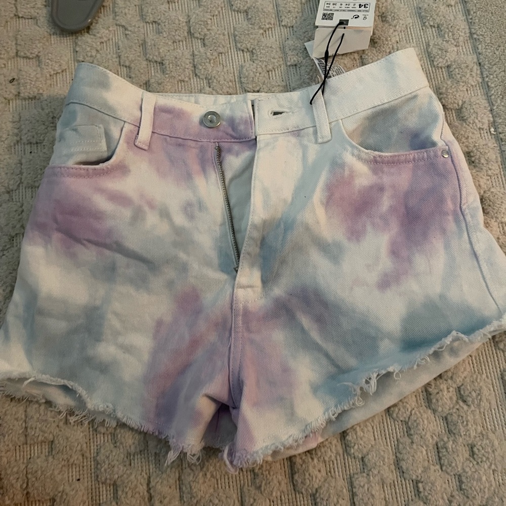 Zara tie dye jean shorts